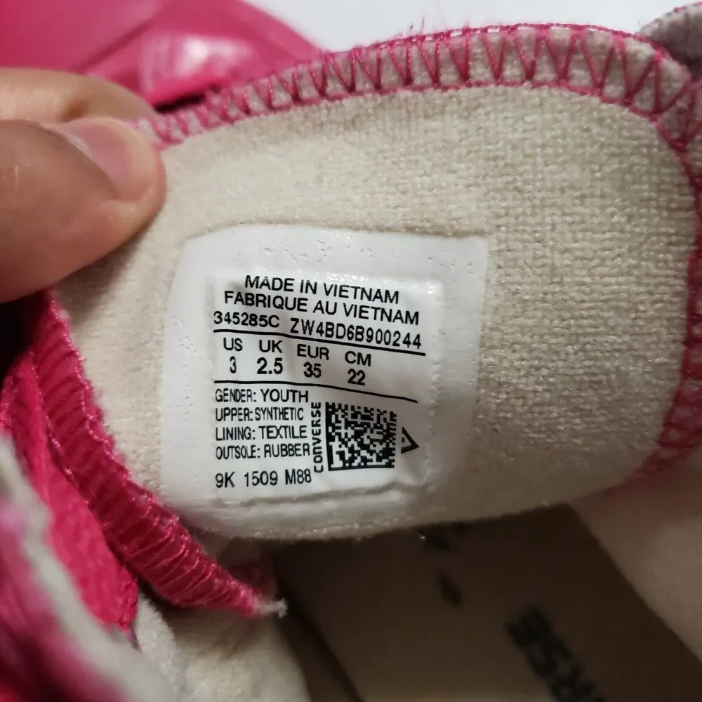 Converse Girls Youth 3 Chuck Taylor All Star Unisex Hightop Sneaker Pink Lace Up